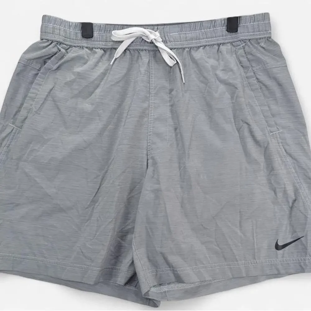 Nike Dri-Fit Mens Large Heather Gray Athletic Training Shorts Drawstring Gym